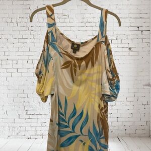 JM Collection Cold Shoulder Cream Tan Blouse